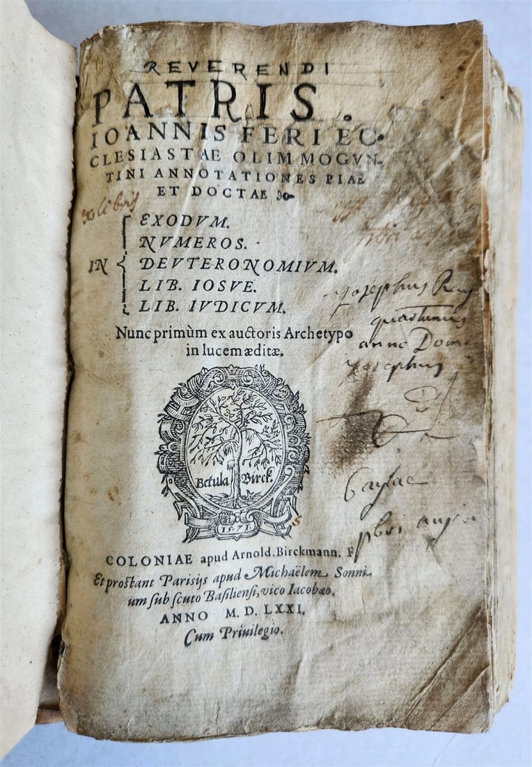 1571 BIBLE OLD TESTAMENT COMMENTARIES ANTIQUE 16th CENTURY vellum binding (1 of 10)