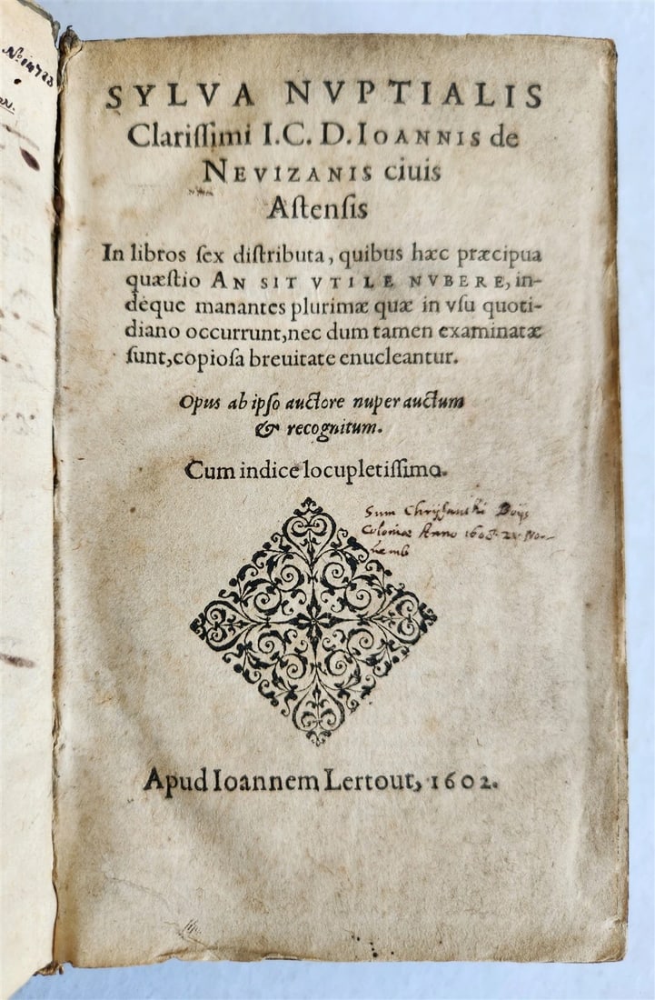 1602 TREATISE on MARRIAGE Sylva nuptialis FAMILY LAW antique Giovanni Nevizzano (1 of 13)