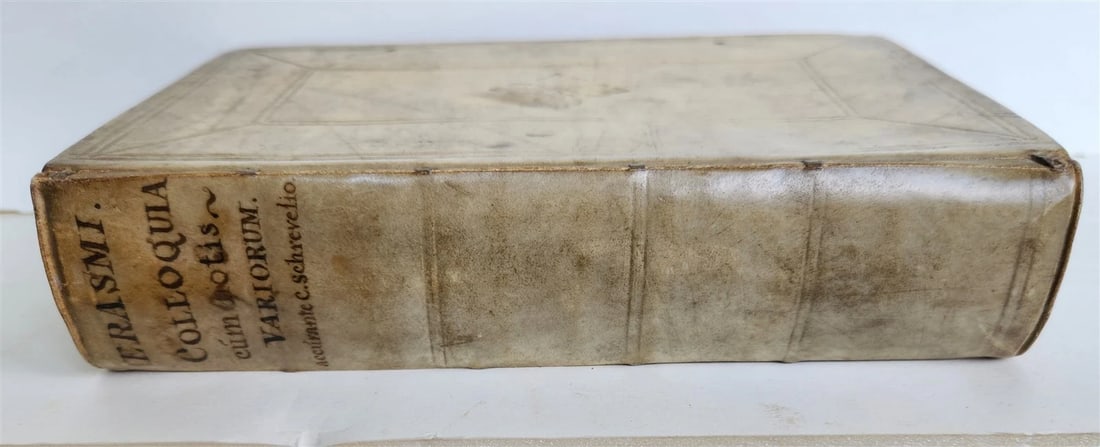 1693 COLLOQUIA by ERASMUS antique VELLUM BOUND 17th CENTURY - 3