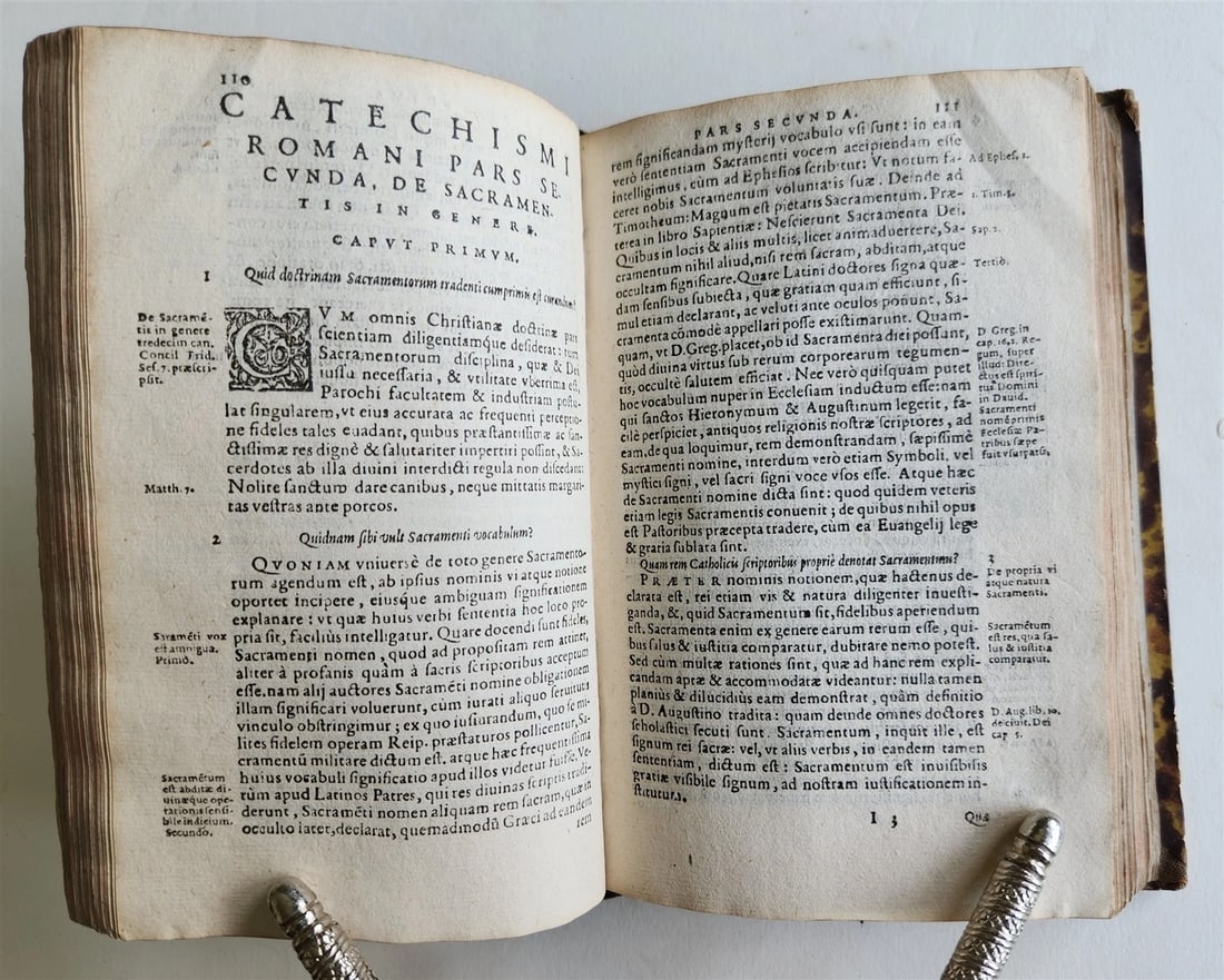 1596 CATECHISMUS ROMANUS by PLANTIN PRESS antique 16th CENTURY - 5