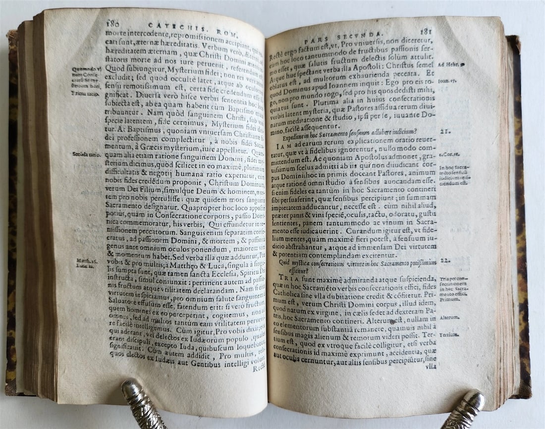 1596 CATECHISMUS ROMANUS by PLANTIN PRESS antique 16th CENTURY - 6