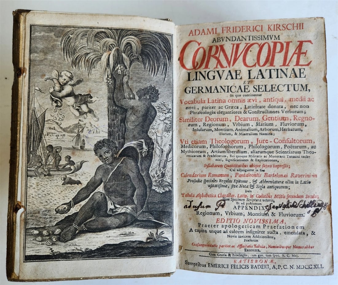 1741 LATIN GERMAN DICTIONARY incl. ANCIENT & MEDIEVAL antique PIGSKIN BINDING: Title: 1741 LATIN GERMAN DICTIONARY incl. ANCIENT & MEDIEVAL antique PIGSKIN BINDING Description: [Dictionaries] Kirsch, A.F. Abundantissimum Cornucopiae linguae latinae et germanicae selectum (...).