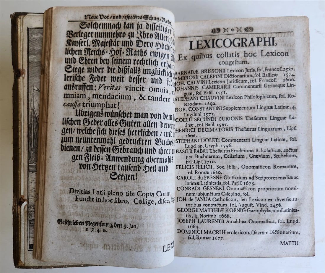 1741 LATIN GERMAN DICTIONARY incl. ANCIENT & MEDIEVAL antique PIGSKIN BINDING - 8