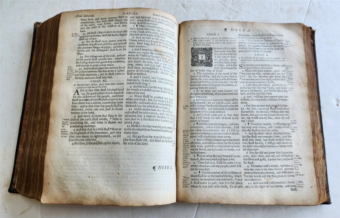 1678 BIBLE in ENGLISH w/ ORIGINAL BINDING antique OLD & NEW TESTAMENT 17th CENT. - 8