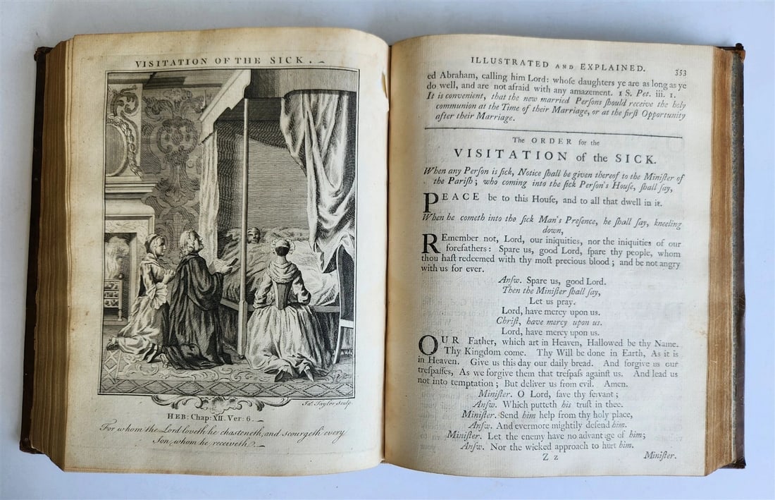 1761 BOOK of COMMON PRAYER w/ PSALMS of DAVID ILLUSTRATED antique in ENGLISH - 4