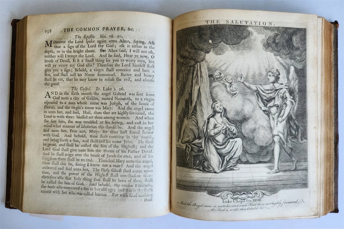1761 BOOK of COMMON PRAYER w/ PSALMS of DAVID ILLUSTRATED antique in ENGLISH - 9