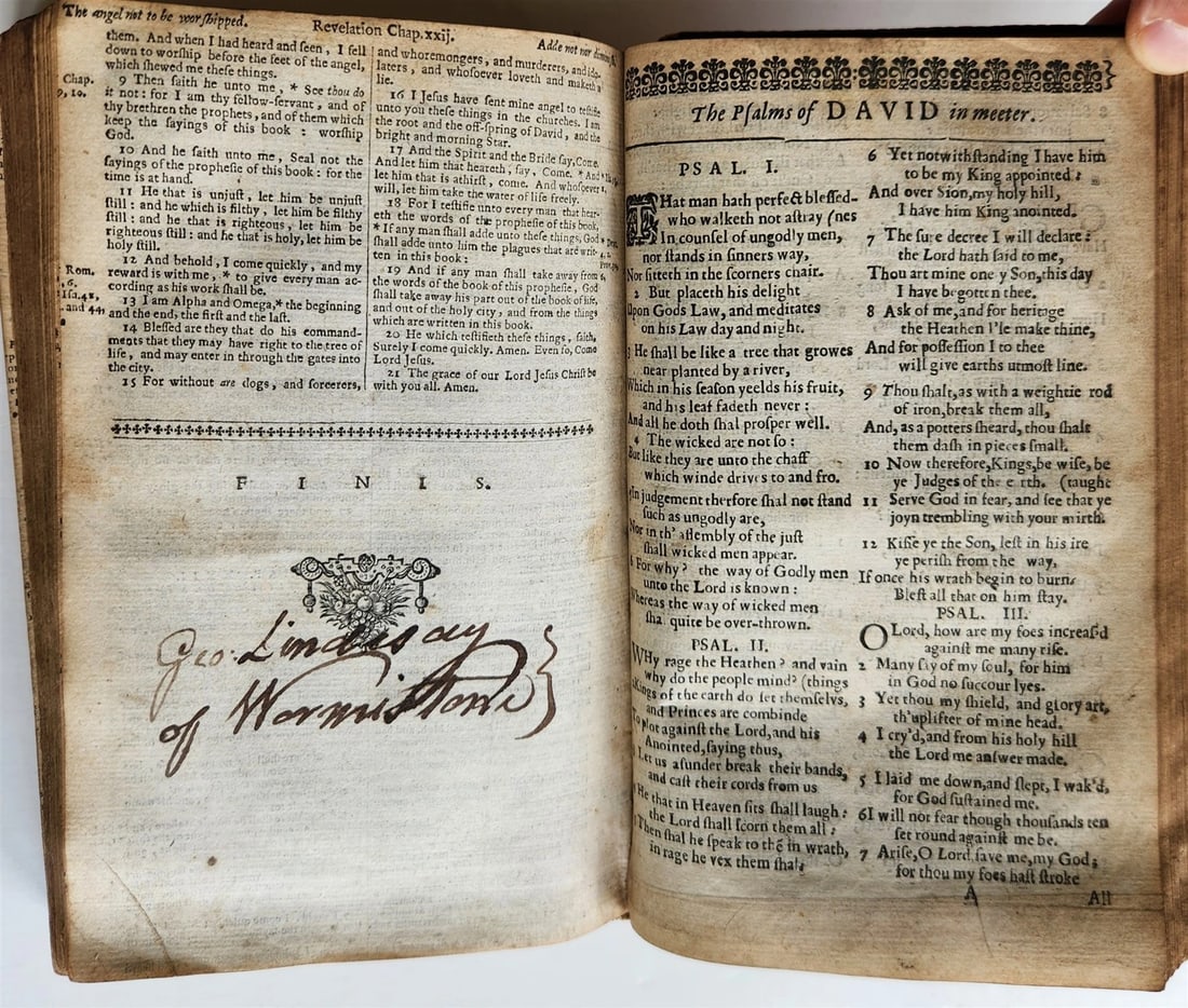 1647 BIBLE in ENGLISH w/ ORIGINAL BINDING antique OLD & NEW TESTAMENT 17th CENT. - 7