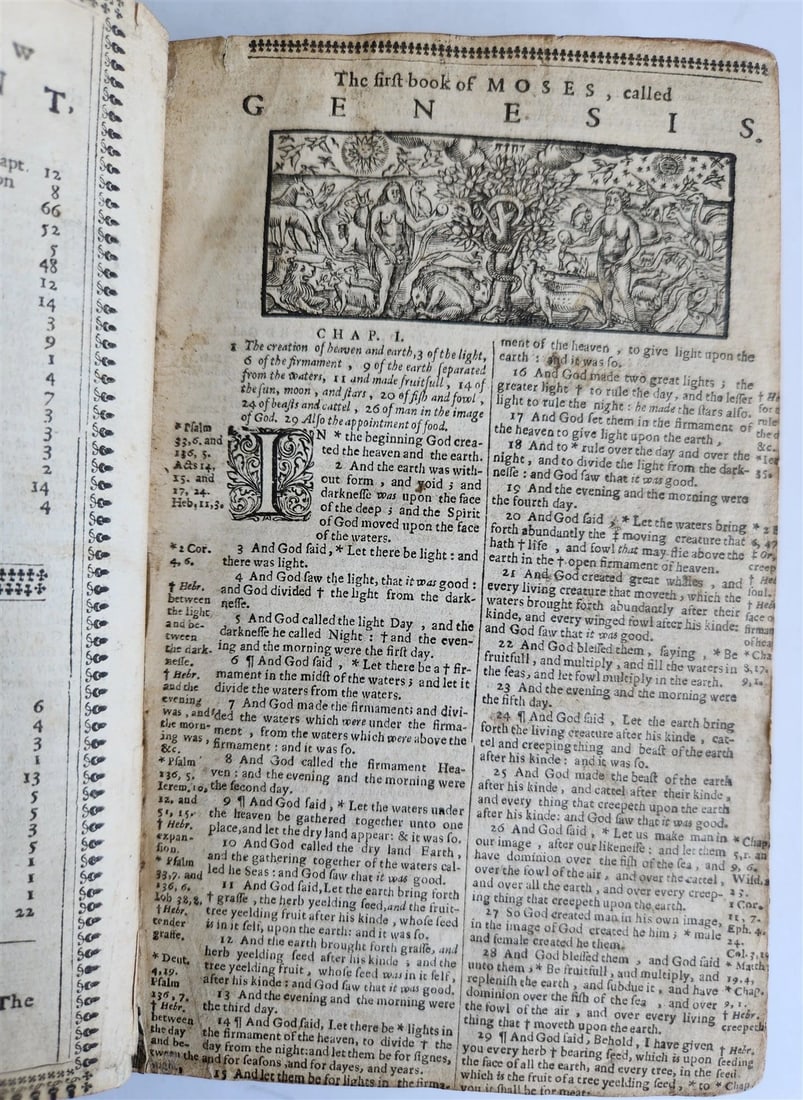 1647 BIBLE in ENGLISH w/ ORIGINAL BINDING antique OLD & NEW TESTAMENT 17th CENT. - 9