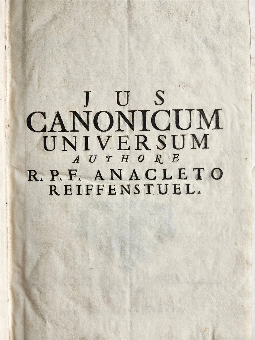 1742 CANON LAW by Anacleto Reiffenstuel 4 FOLIO VELLUM BOUND VOLUMES antique - 4
