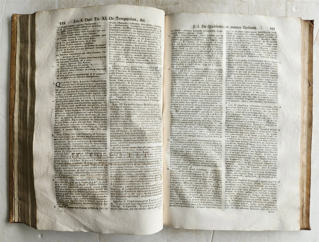 1742 CANON LAW by Anacleto Reiffenstuel 4 FOLIO VELLUM BOUND VOLUMES antique - 6