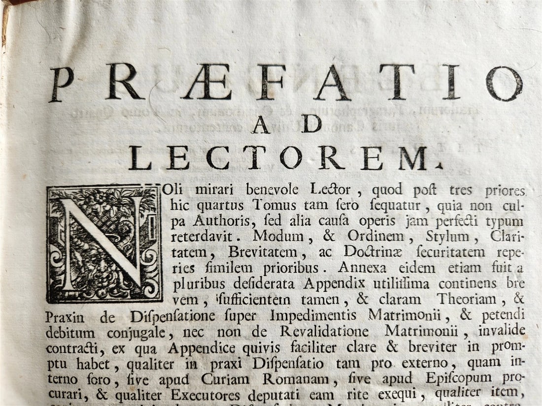 1742 CANON LAW by Anacleto Reiffenstuel 4 FOLIO VELLUM BOUND VOLUMES antique - 9