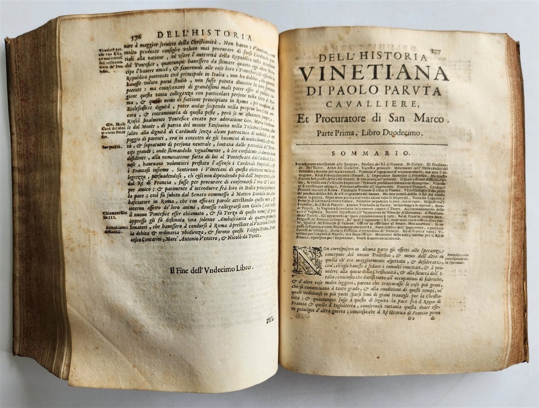 1645 HISTORY of VENICE by PAOLO PARUTA antique VELLUM BOUND 17th CENTURY - 6