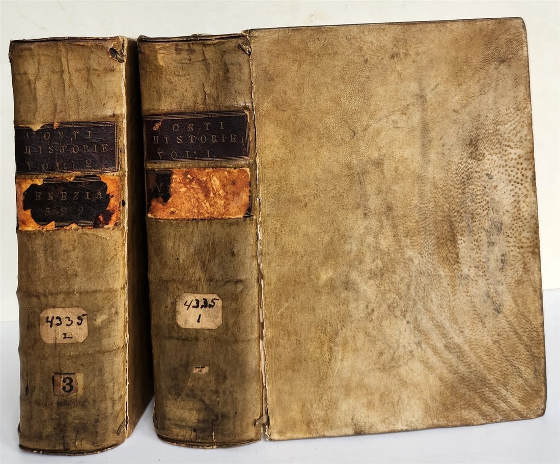 1589 HISTORY of ITALY by NATALE CONTI 2 VOLS antique VELLUM BOUND 16th CENTURY - 2