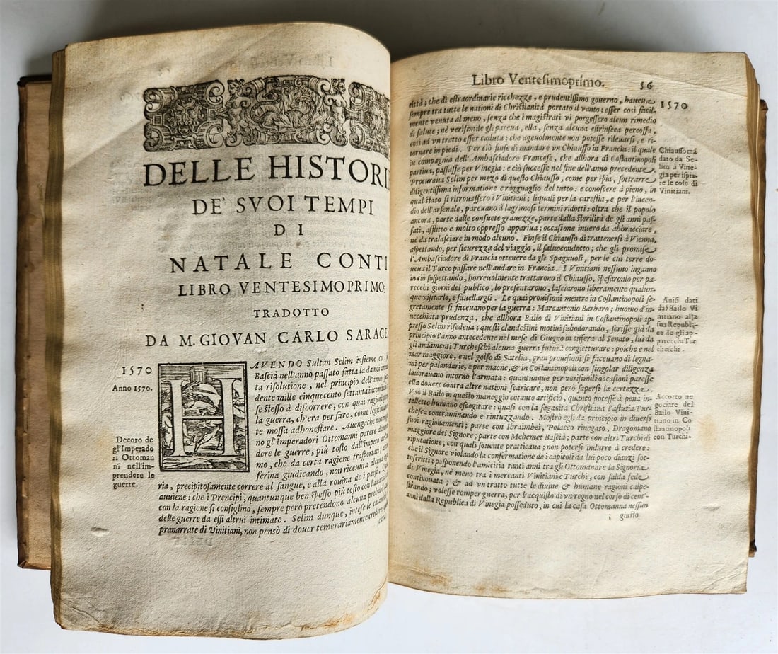 1589 HISTORY of ITALY by NATALE CONTI 2 VOLS antique VELLUM BOUND 16th CENTURY - 5