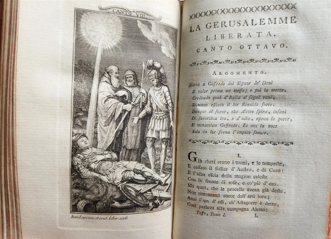 1778 Gerusalemme liberata by TORQUATO TASSO antique ILLUSTRATED 2 volumes - 13