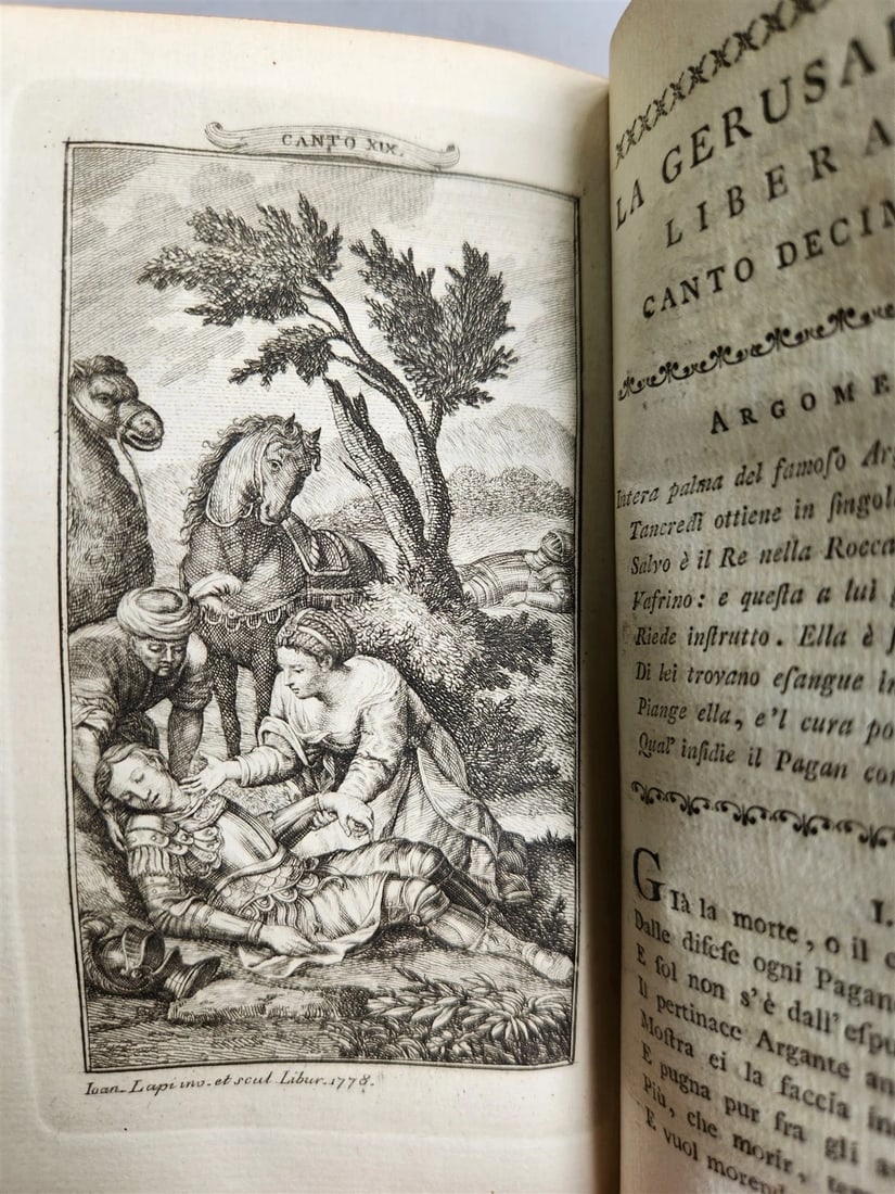 1778 Gerusalemme liberata by TORQUATO TASSO antique ILLUSTRATED 2 volumes - 3
