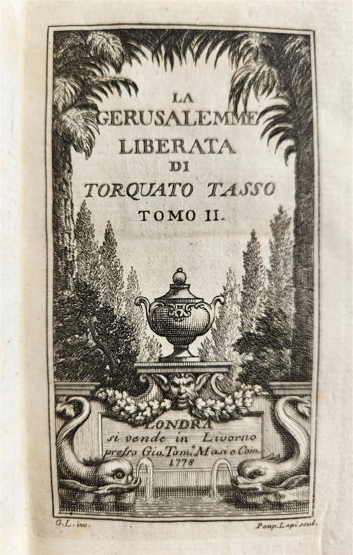 1778 Gerusalemme liberata by TORQUATO TASSO antique ILLUSTRATED 2 volumes - 5