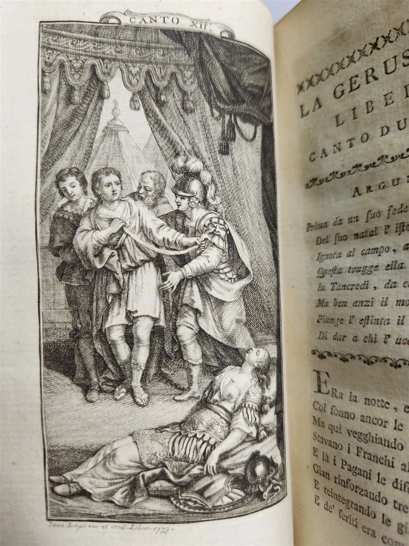 1778 Gerusalemme liberata by TORQUATO TASSO antique ILLUSTRATED 2 volumes - 7