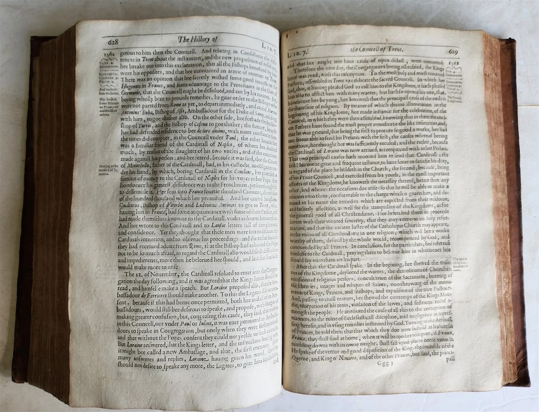 1629 HISTORIE of COUNCIL of TRENT in ENGLISH by N. BRENT FOLIO antique - 10