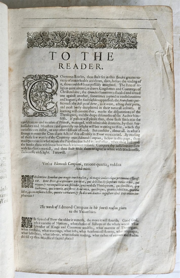 1629 HISTORIE of COUNCIL of TRENT in ENGLISH by N. BRENT FOLIO antique - 6