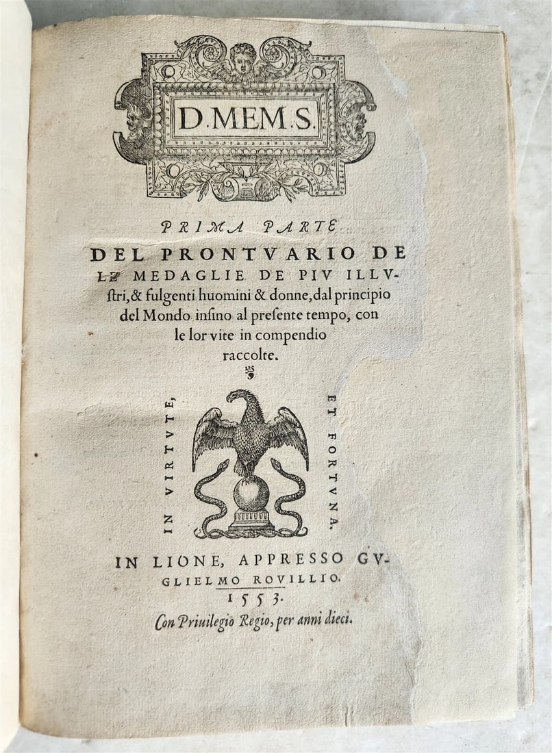 1553 NUMISMATIC ILLUSTRATED w/800 ENGRAVINGS of MEDALS antique Guillaume Rouille (1 of 14)