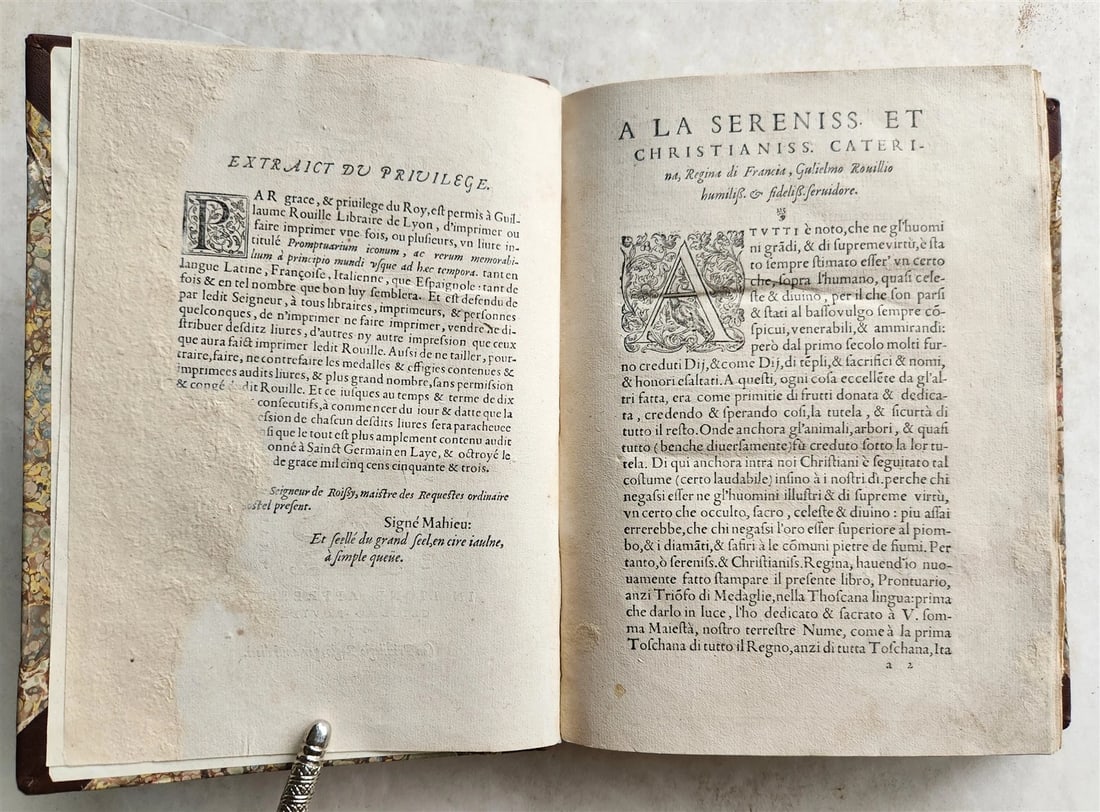 1553 NUMISMATIC ILLUSTRATED w/800 ENGRAVINGS of MEDALS antique Guillaume Rouille - 3