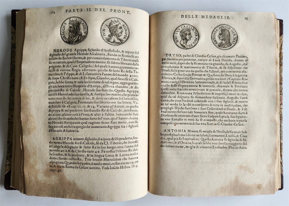 1553 NUMISMATIC ILLUSTRATED w/800 ENGRAVINGS of MEDALS antique Guillaume Rouille - 6