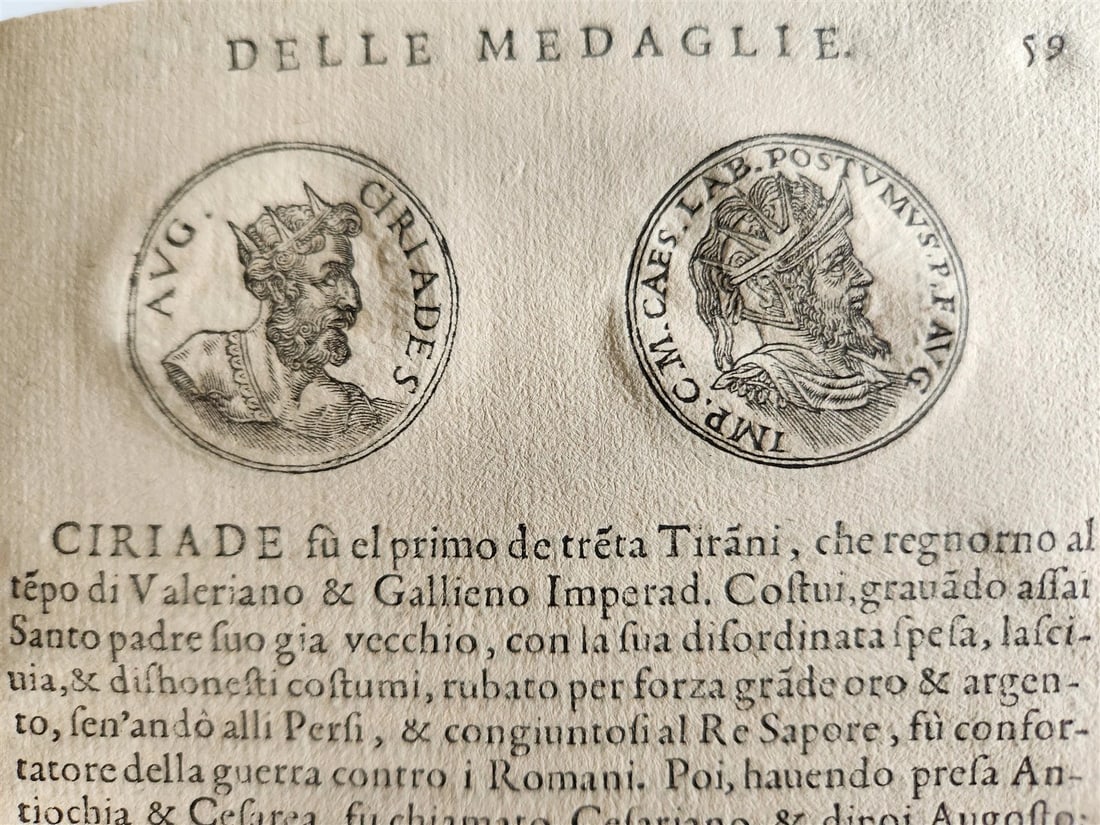 1553 NUMISMATIC ILLUSTRATED w/800 ENGRAVINGS of MEDALS antique Guillaume Rouille - 9