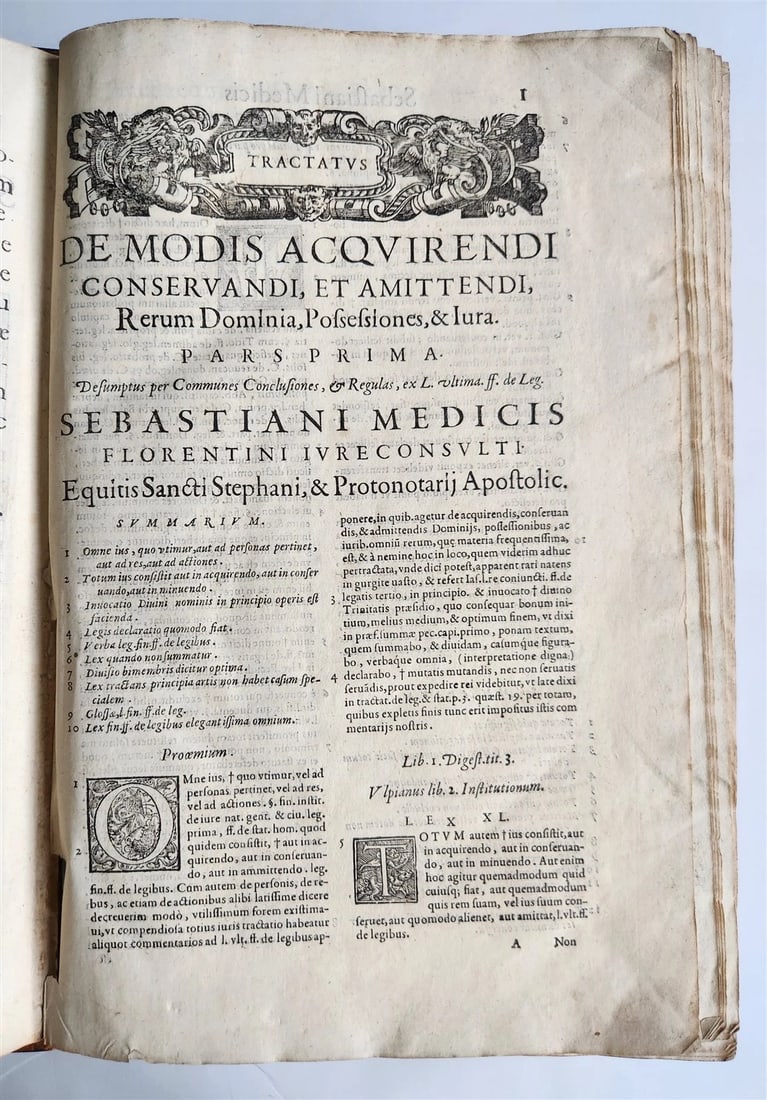 1586 CIVIL & CANON LAW BOOK antique S. MEDICI Tractatus 16th CENTURY FOLIO - 4