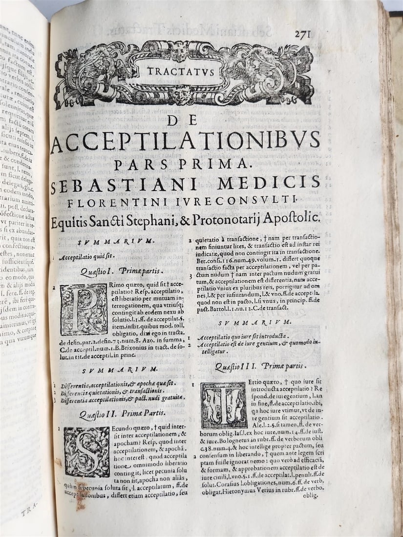 1586 CIVIL & CANON LAW BOOK antique S. MEDICI Tractatus 16th CENTURY FOLIO - 9