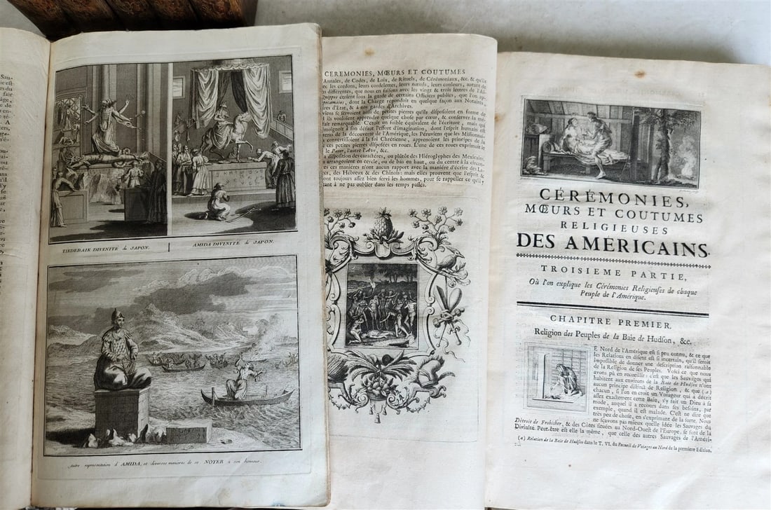 1741 HISTOIRE des CEREMONIES et COUTUMES de PEUPLES DU MONDE 7 vols antique - 3