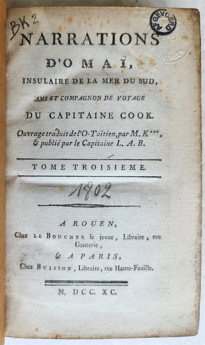 1790 TRAVELS of CAPTAIN JAMES COOK 4 VOLUMES SET antique in FRENCH - 3