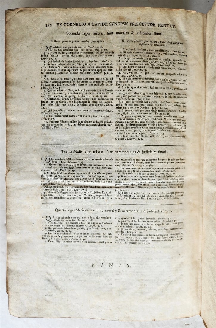 1743 BIBLE COMMENTARY Joannis Stephani Menochius LATIN VELLUM FOLIO antique v.2 - 8