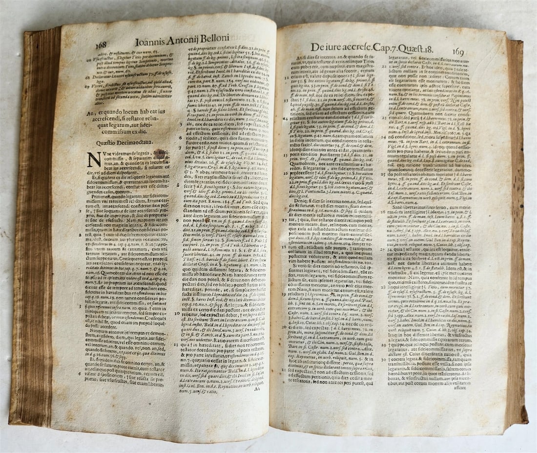 1637 LAW BOOK by IOANNIS ANTONII BELLONI VELLUM FOLIO w/MANUSCRIPT TITLE antique - 10