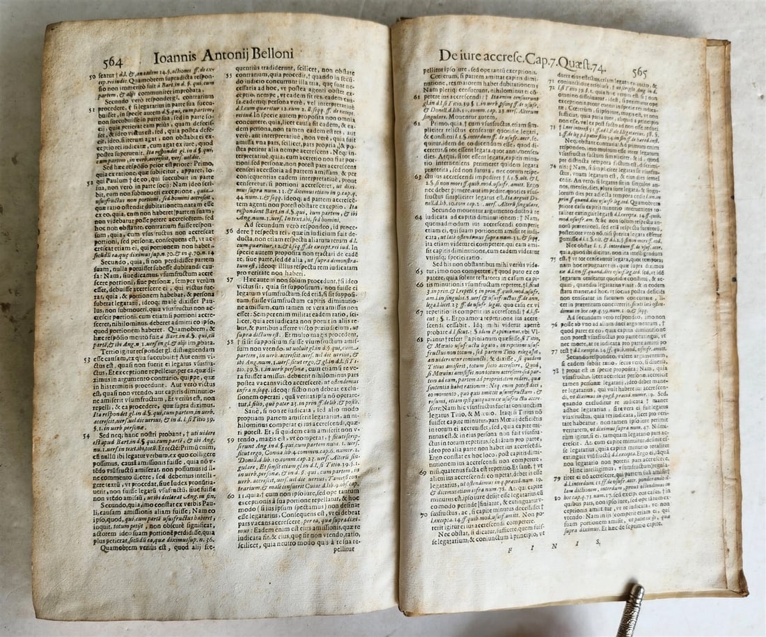 1637 LAW BOOK by IOANNIS ANTONII BELLONI VELLUM FOLIO w/MANUSCRIPT TITLE antique - 11