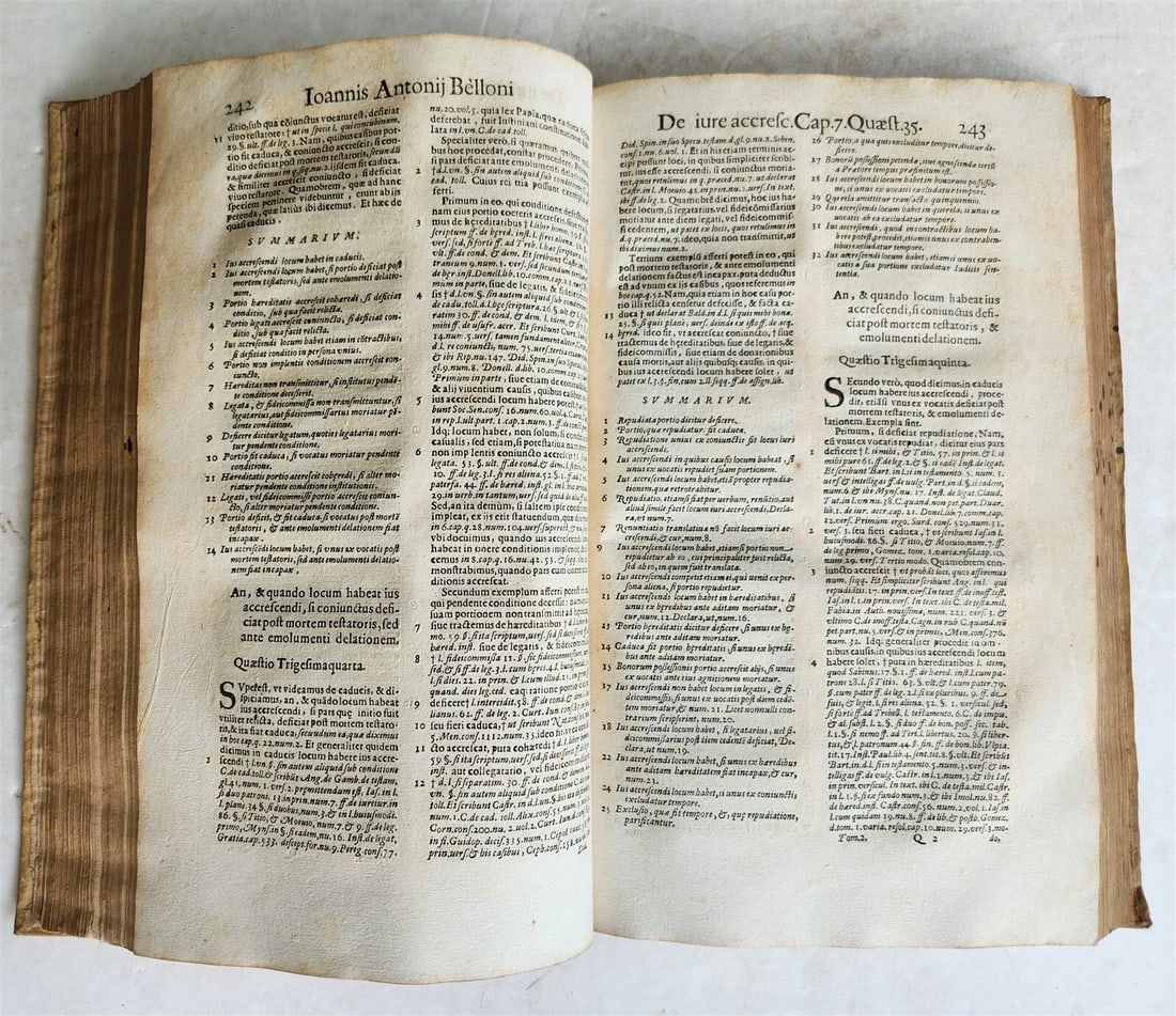 1637 LAW BOOK by IOANNIS ANTONII BELLONI VELLUM FOLIO w/MANUSCRIPT TITLE antique - 8