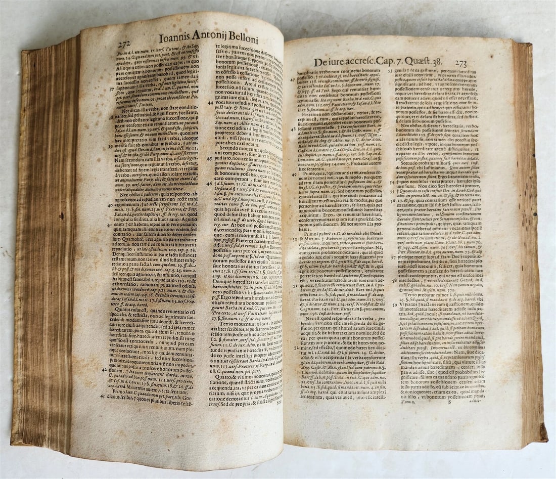 1637 LAW BOOK by IOANNIS ANTONII BELLONI VELLUM FOLIO w/MANUSCRIPT TITLE antique - 9