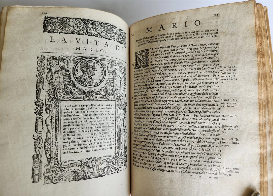 1582 PLUTARCH LIVES of ILLUSTRIOUS GREEK & ROMANS 2 VOLUMES antique ILLUSTRATED - 11