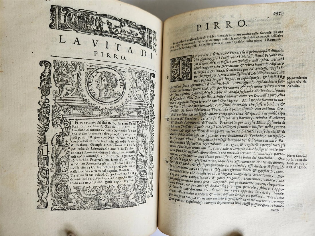 1582 PLUTARCH LIVES of ILLUSTRIOUS GREEK & ROMANS 2 VOLUMES antique ILLUSTRATED - 12