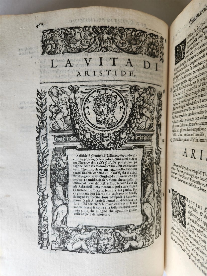 1582 PLUTARCH LIVES of ILLUSTRIOUS GREEK & ROMANS 2 VOLUMES antique ILLUSTRATED - 14