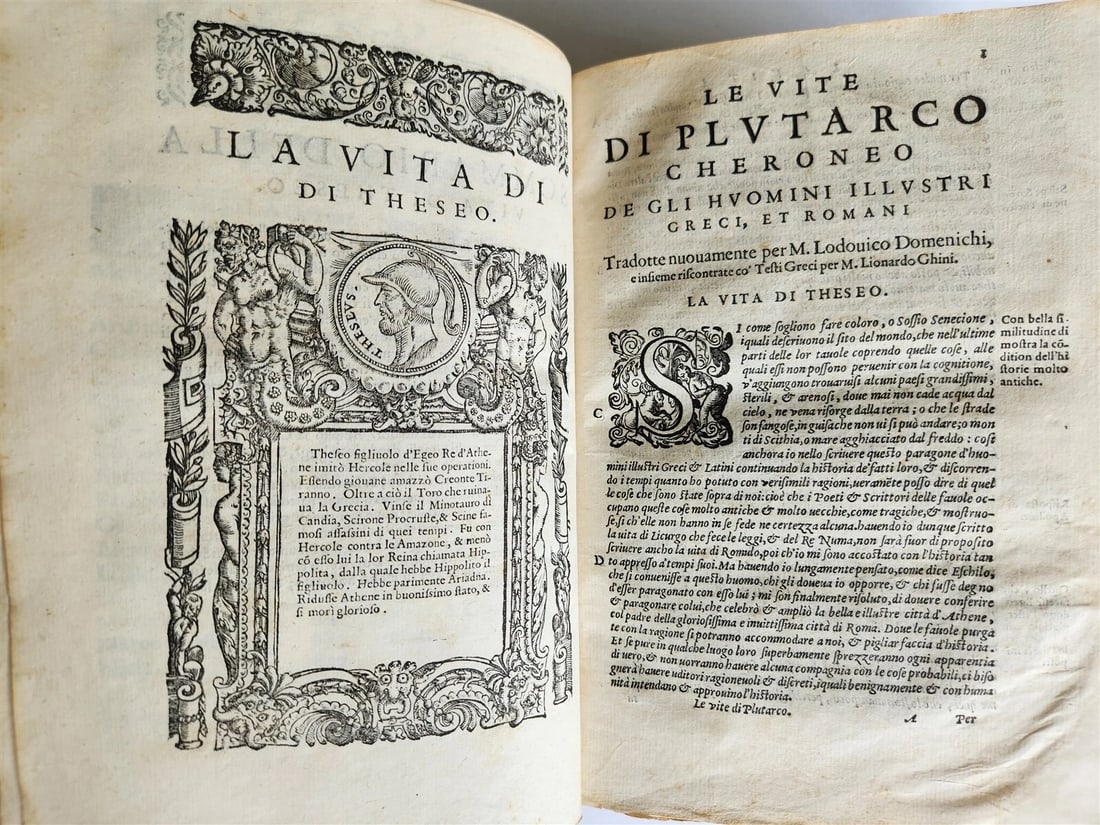 1582 PLUTARCH LIVES of ILLUSTRIOUS GREEK & ROMANS 2 VOLUMES antique ILLUSTRATED - 4
