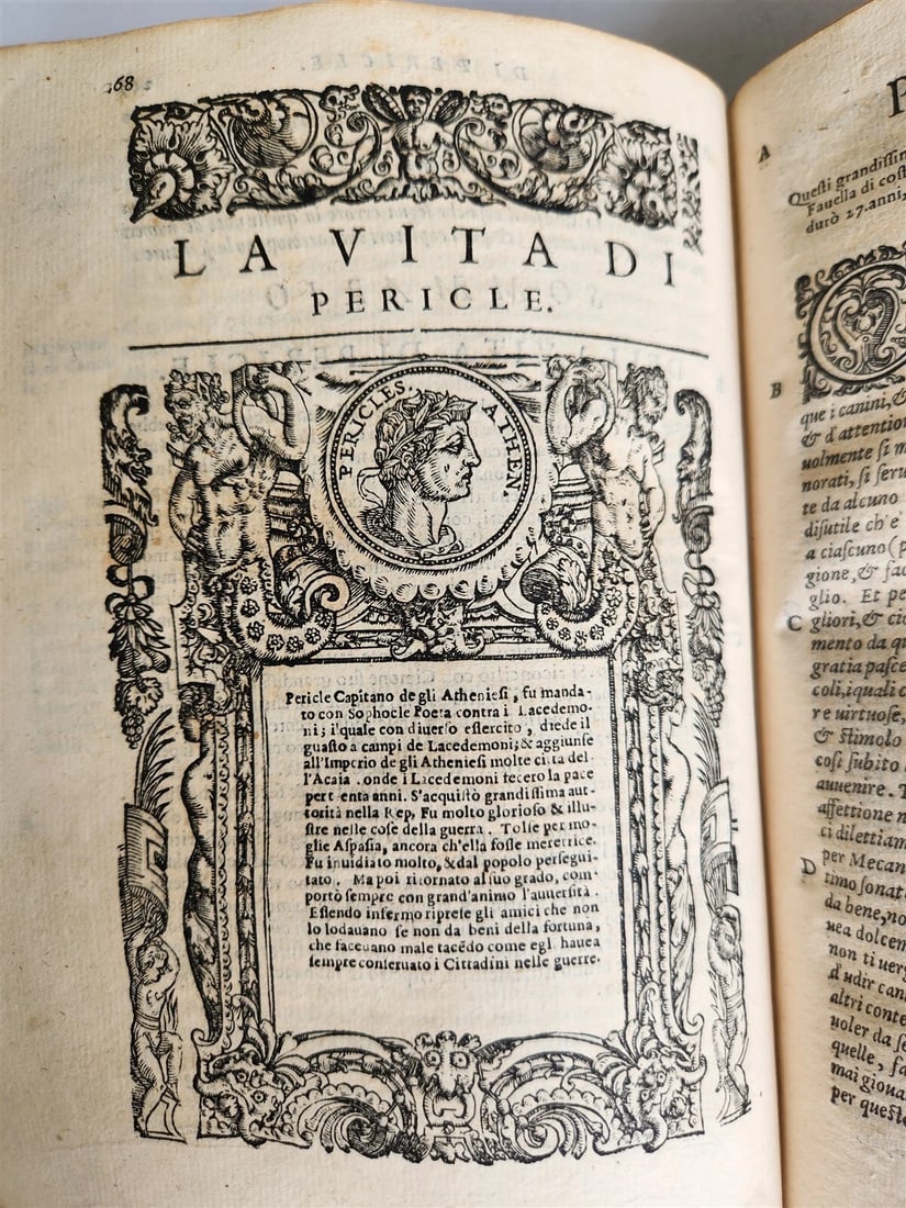 1582 PLUTARCH LIVES of ILLUSTRIOUS GREEK & ROMANS 2 VOLUMES antique ILLUSTRATED - 5