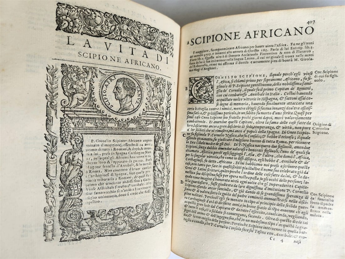 1582 PLUTARCH LIVES of ILLUSTRIOUS GREEK & ROMANS 2 VOLUMES antique ILLUSTRATED - 7