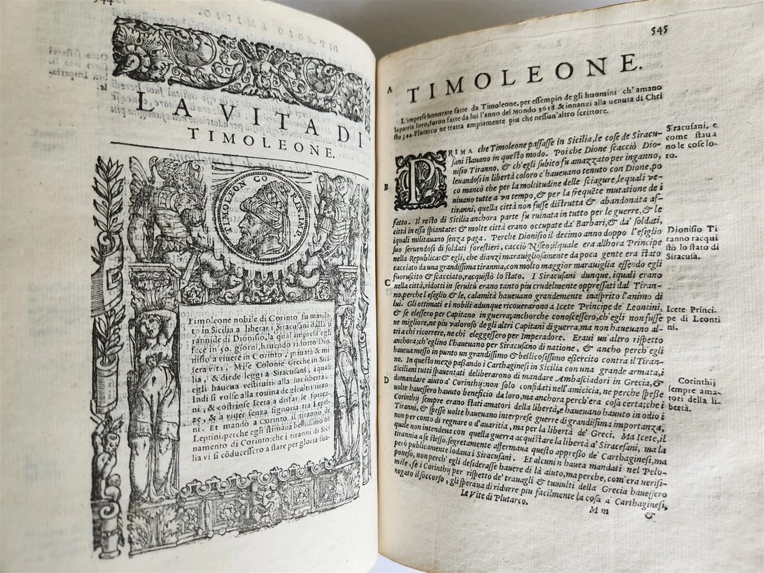 1582 PLUTARCH LIVES of ILLUSTRIOUS GREEK & ROMANS 2 VOLUMES antique ILLUSTRATED - 8