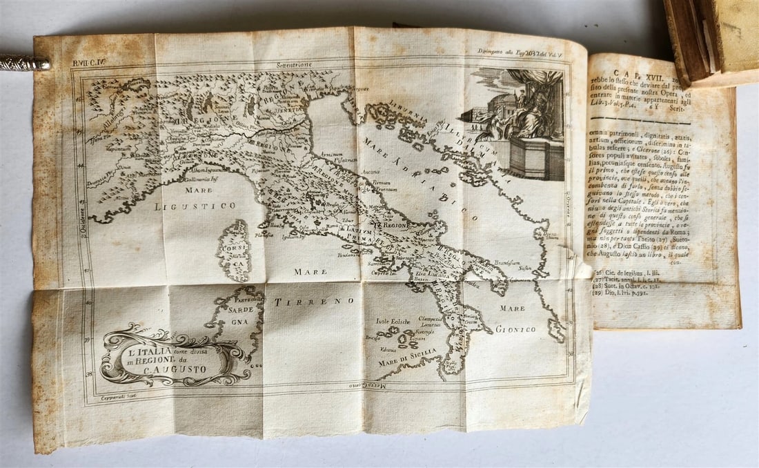 1741 UNIVERSAL HISTORY 7 VOLUMES antique ILLUSTRATED w/ MAPS in ITALIAN vellum - 11