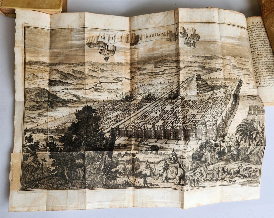 1741 UNIVERSAL HISTORY 7 VOLUMES antique ILLUSTRATED w/ MAPS in ITALIAN vellum - 14