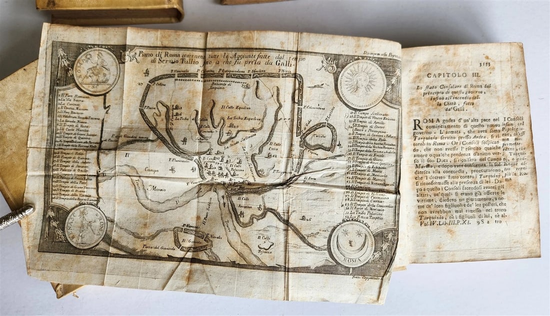 1741 UNIVERSAL HISTORY 7 VOLUMES antique ILLUSTRATED w/ MAPS in ITALIAN vellum - 3