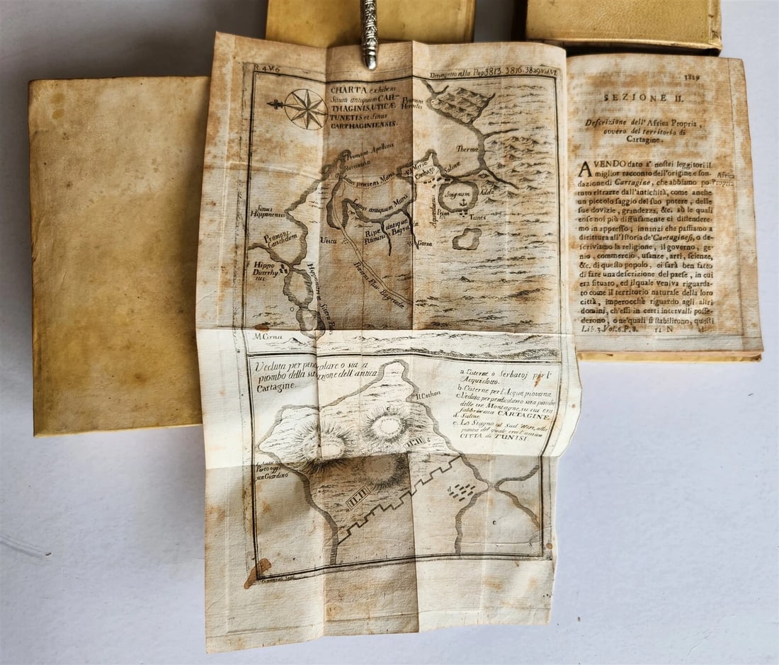 1741 UNIVERSAL HISTORY 7 VOLUMES antique ILLUSTRATED w/ MAPS in ITALIAN vellum - 5