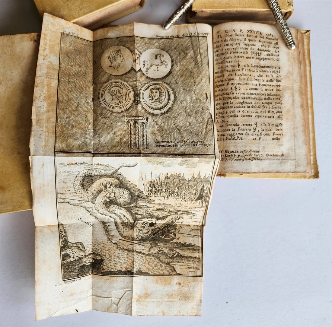 1741 UNIVERSAL HISTORY 7 VOLUMES antique ILLUSTRATED w/ MAPS in ITALIAN vellum - 6