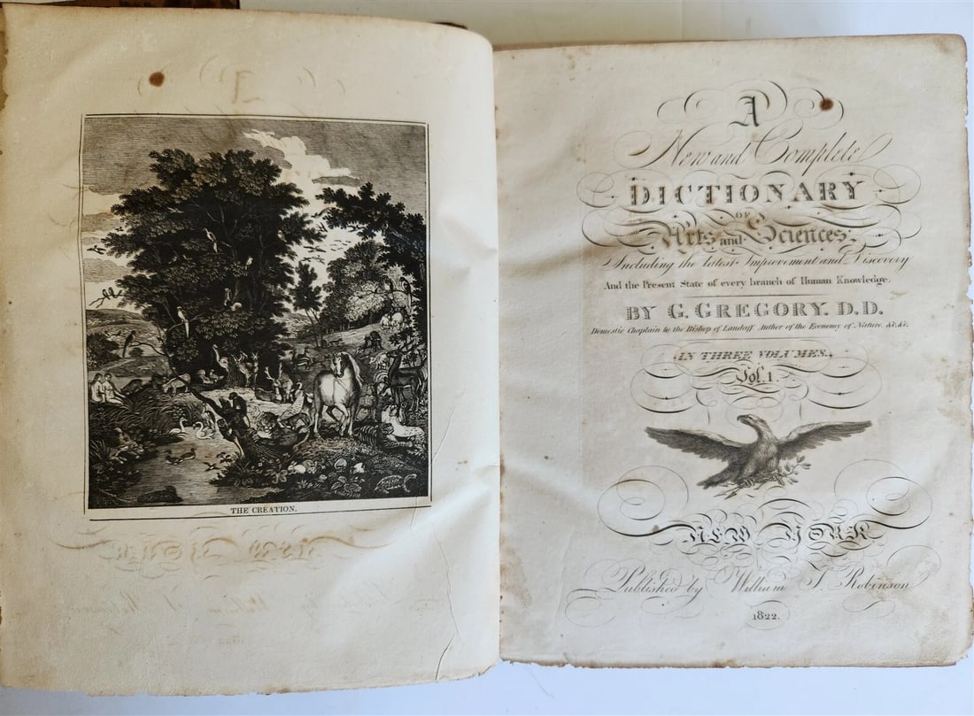 1822 NEW and COMPLETE DICTIONARY of ARTS and SCIENCES 3 VOLS. antique by GREGORY - 2